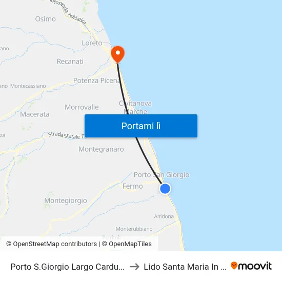 Porto S.Giorgio Largo Carducci Dir. Sud to Lido Santa Maria In Potenza map