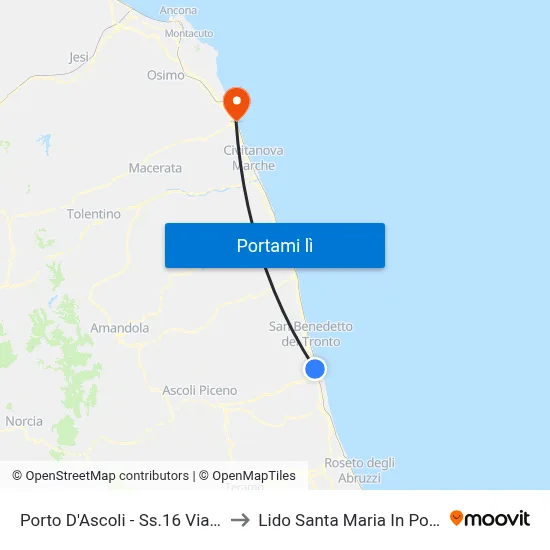 Porto D'Ascoli - Ss.16 Via Piave to Lido Santa Maria In Potenza map