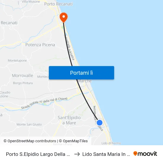 Porto S.Elpidio Largo Della Resistenza to Lido Santa Maria In Potenza map