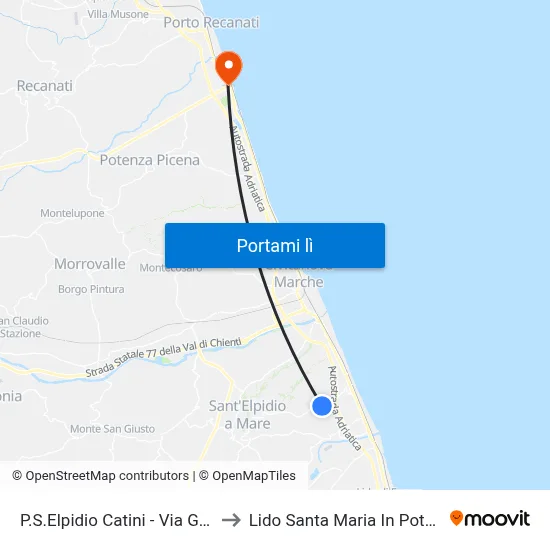 P.S.Elpidio Catini - Via Garda to Lido Santa Maria In Potenza map