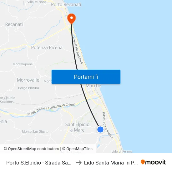 Porto S.Elpidio - Strada San Filippo to Lido Santa Maria In Potenza map