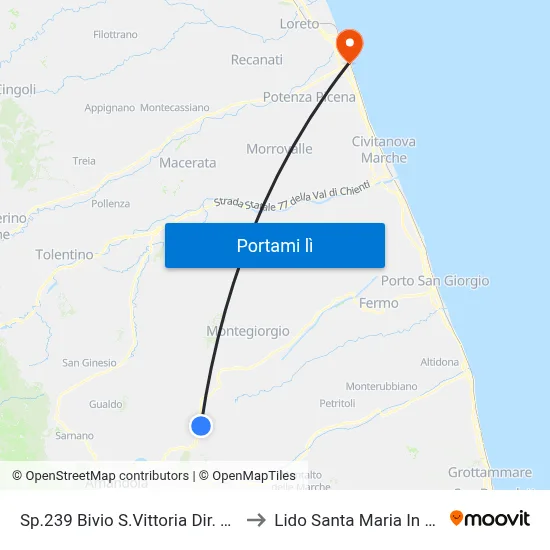 Sp.239 Bivio S.Vittoria Dir. Amandola to Lido Santa Maria In Potenza map