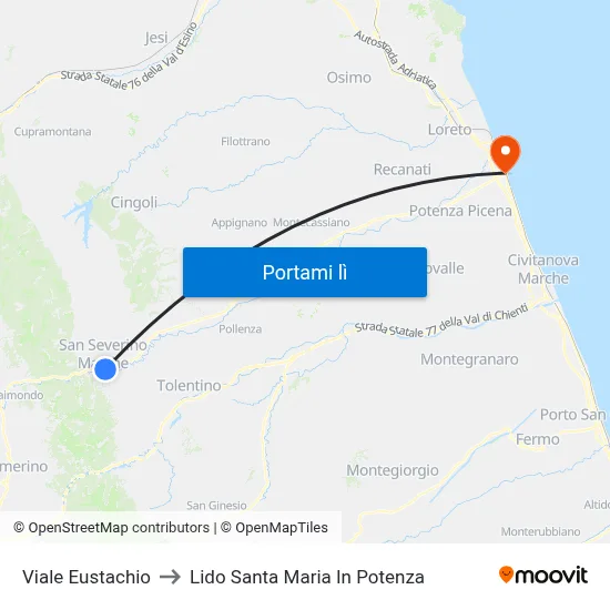 Viale Eustachio to Lido Santa Maria In Potenza map