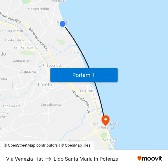 Via Venezia - Iat to Lido Santa Maria In Potenza map