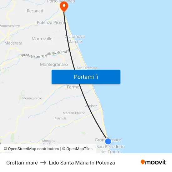 Grottammare to Lido Santa Maria In Potenza map
