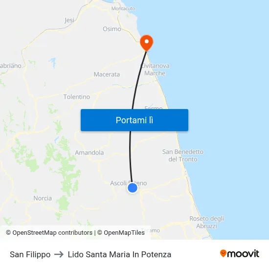 San Filippo to Lido Santa Maria In Potenza map
