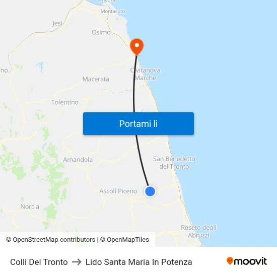 Colli Del Tronto to Lido Santa Maria In Potenza map