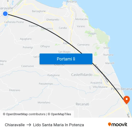 Chiaravalle to Lido Santa Maria In Potenza map