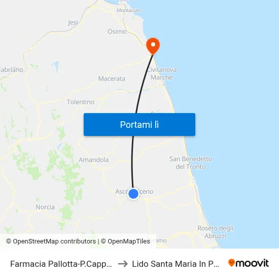 Farmacia Pallotta-P.Cappuccina to Lido Santa Maria In Potenza map