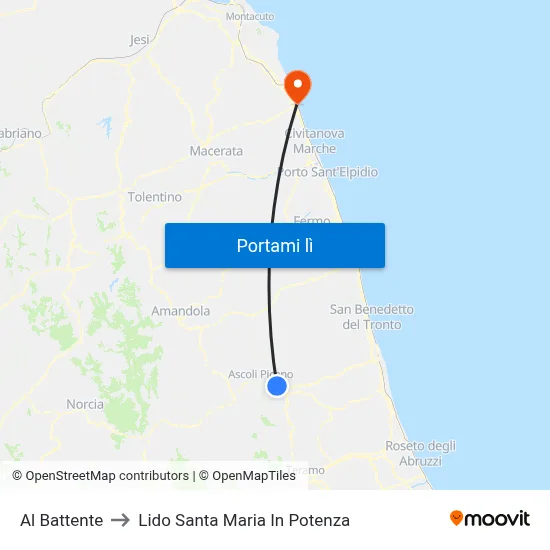 Al Battente to Lido Santa Maria In Potenza map