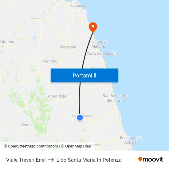 Viale Treveri Enel to Lido Santa Maria In Potenza map