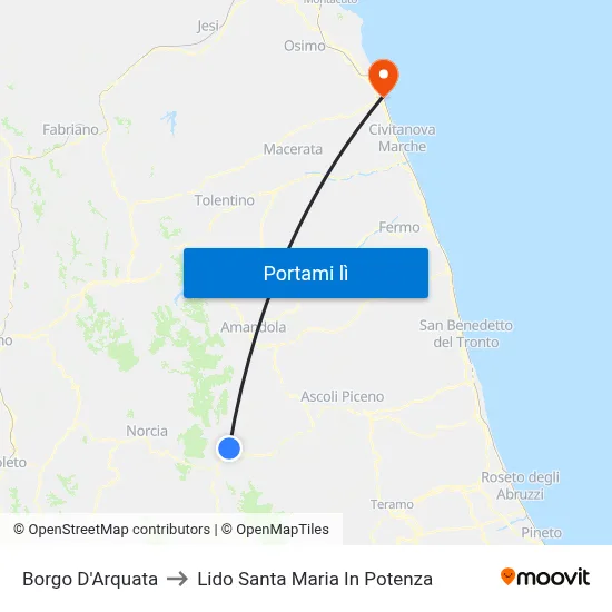 Borgo D'Arquata to Lido Santa Maria In Potenza map