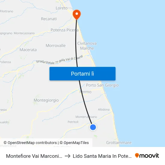 Montefiore Vai Marconi 35 to Lido Santa Maria In Potenza map
