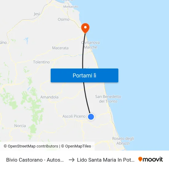 Bivio Castorano - Autosenesi to Lido Santa Maria In Potenza map