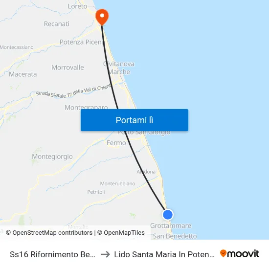 Ss16 Rifornimento Beyfi to Lido Santa Maria In Potenza map