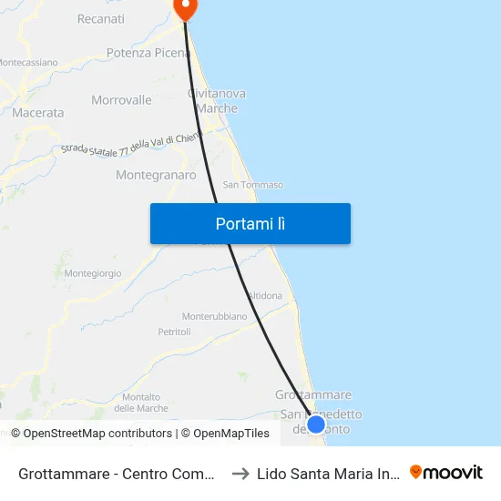 Grottammare - Centro Comm. L'Orologio to Lido Santa Maria In Potenza map