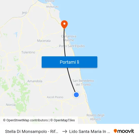 Stella Di Monsampolo - Rifornimento to Lido Santa Maria In Potenza map