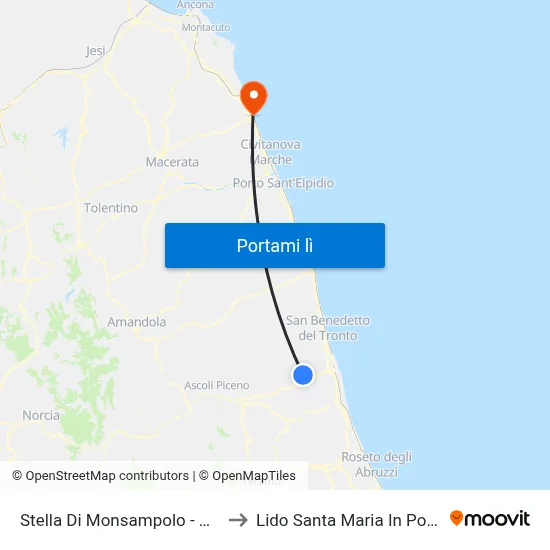 Stella Di Monsampolo - Centro to Lido Santa Maria In Potenza map