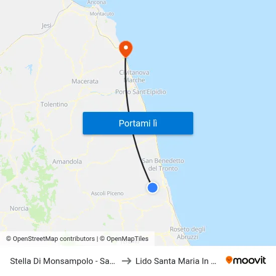 Stella Di Monsampolo - Sambuceto to Lido Santa Maria In Potenza map