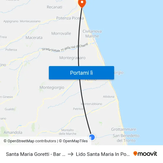 Santa Maria Goretti - Bar Ciotti to Lido Santa Maria In Potenza map
