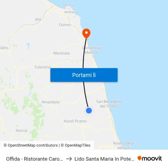 Offida - Ristorante Caroline to Lido Santa Maria In Potenza map