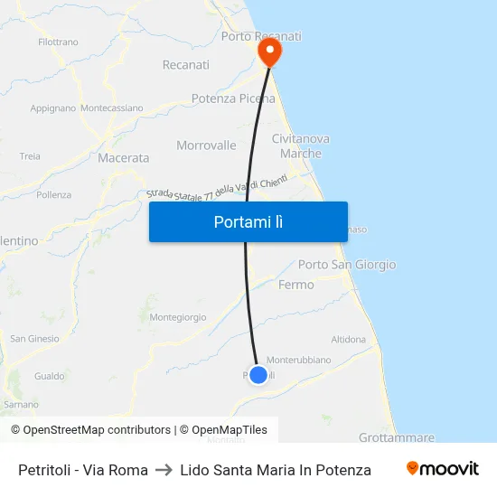 Petritoli - Via Roma to Lido Santa Maria In Potenza map