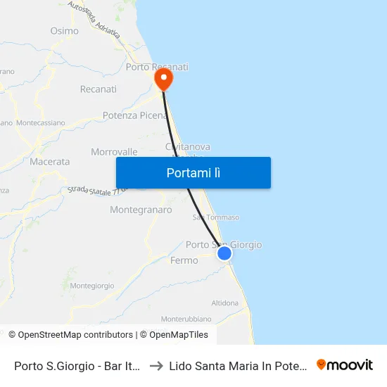 Porto S.Giorgio - Bar Italia to Lido Santa Maria In Potenza map