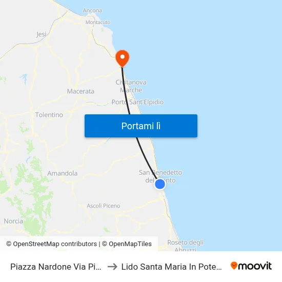 Piazza Nardone Via Pizzi to Lido Santa Maria In Potenza map