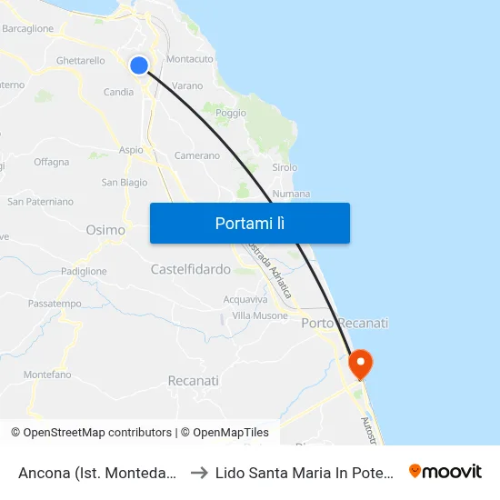 Ancona (Ist. Montedago) to Lido Santa Maria In Potenza map