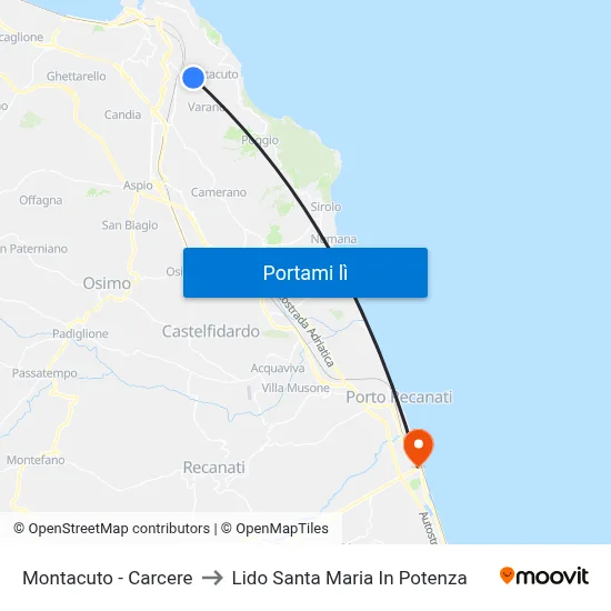 Montacuto - Carcere to Lido Santa Maria In Potenza map