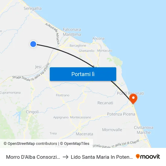 Morro D'Alba Consorzio) to Lido Santa Maria In Potenza map