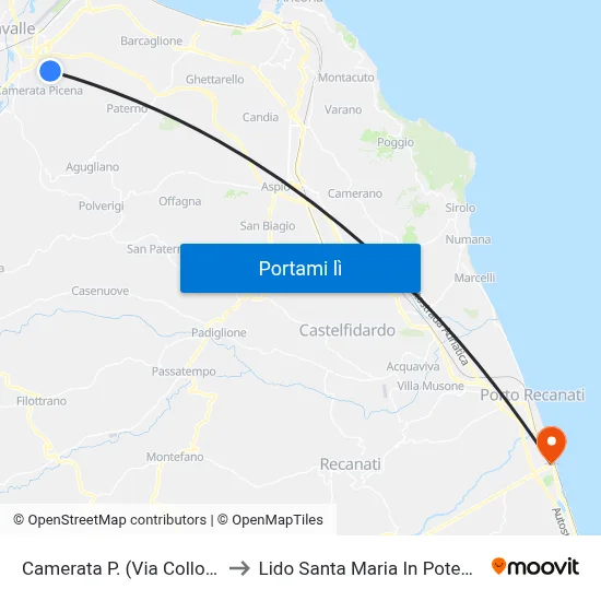 Camerata P. (Via Collodi) to Lido Santa Maria In Potenza map