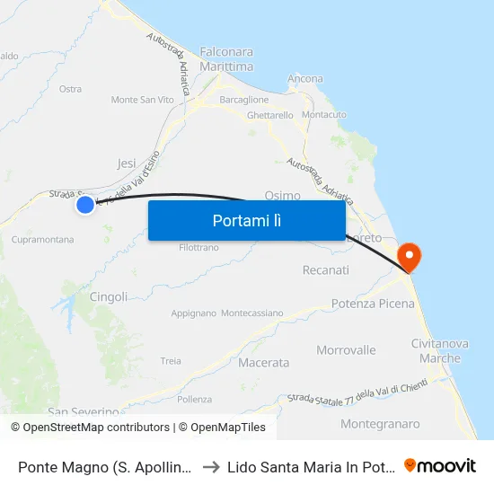 Ponte Magno (S. Apollinare)R to Lido Santa Maria In Potenza map