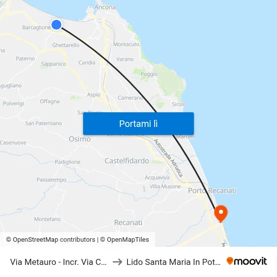 Via Metauro - Incr. Via Conca to Lido Santa Maria In Potenza map
