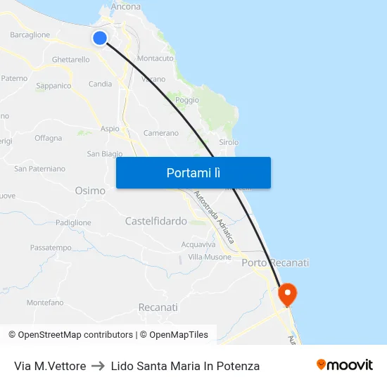 Via M.Vettore to Lido Santa Maria In Potenza map