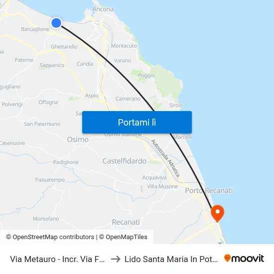 Via Metauro - Incr. Via Foglia to Lido Santa Maria In Potenza map