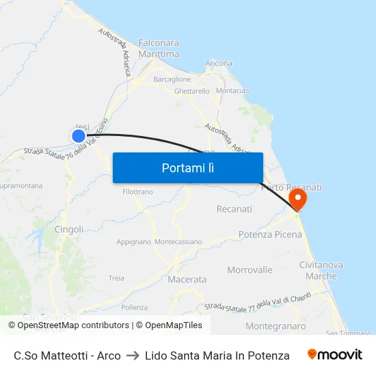 C.So Matteotti - Arco to Lido Santa Maria In Potenza map