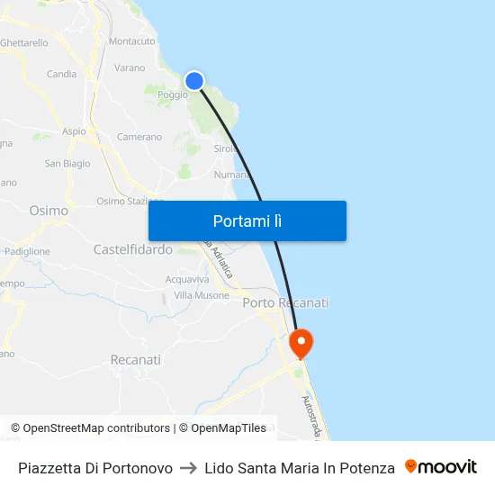 Piazzetta Di Portonovo to Lido Santa Maria In Potenza map