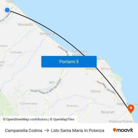 Campanella Codma to Lido Santa Maria In Potenza map