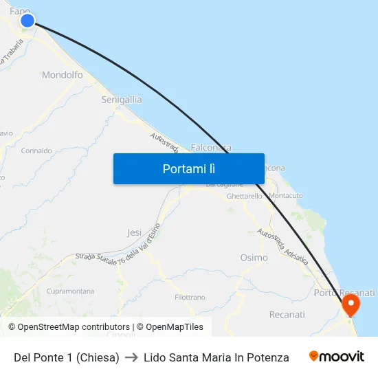 Del Ponte 1 (Chiesa) to Lido Santa Maria In Potenza map