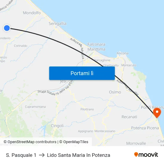 S. Pasquale 1 to Lido Santa Maria In Potenza map