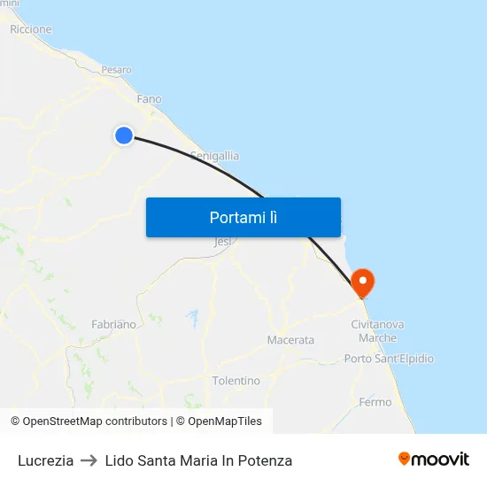 Lucrezia to Lido Santa Maria In Potenza map