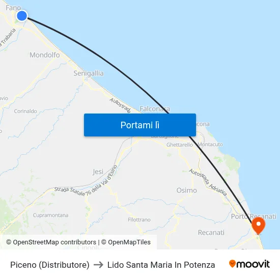 Piceno (Distributore) to Lido Santa Maria In Potenza map