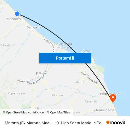 Marotta (Ex Marotta Macchine) to Lido Santa Maria In Potenza map