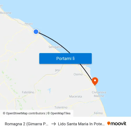 Romagna 2 (Gimarra Park) to Lido Santa Maria In Potenza map