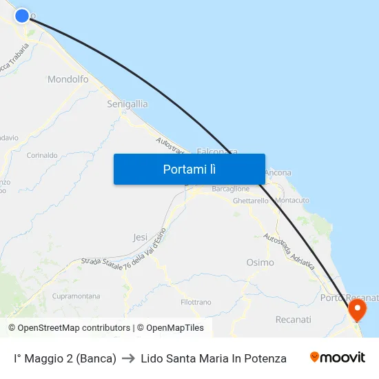 I° Maggio 2 (Banca) to Lido Santa Maria In Potenza map