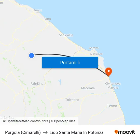 Pergola (Cimarelli) to Lido Santa Maria In Potenza map