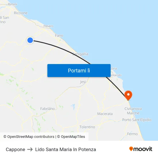 Cappone to Lido Santa Maria In Potenza map