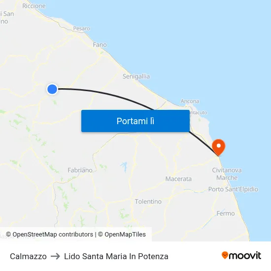 Calmazzo to Lido Santa Maria In Potenza map