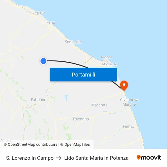 S. Lorenzo In Campo to Lido Santa Maria In Potenza map